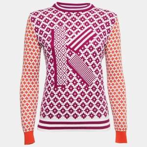 Pre Owned Kenzo Multicolor Patterned Knit Sweater XS