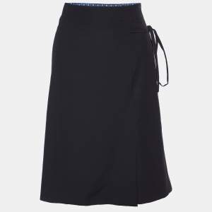 Pre Owned Kenzo Black Wool Tie Detail Mini Skirt M