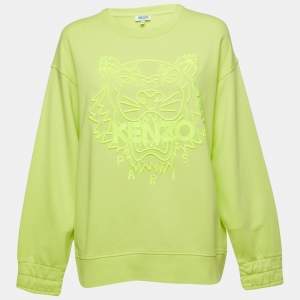 Kenzo Yellow Tiger Embroidered Cotton Sweatshirt XL