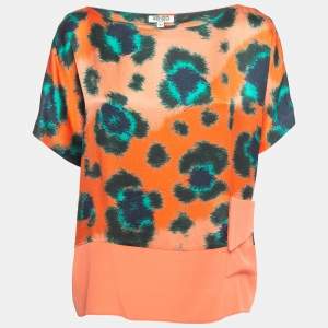 Kenzo Multicolor Print Silk Relaxed Fit Blouse M