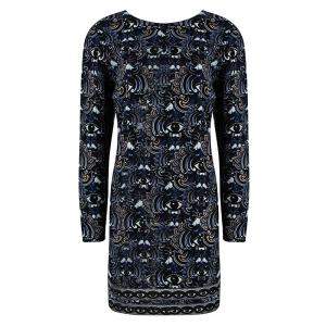Pre Owned Kenzo Blue Eye Print Detail Long Sleeve Dress M