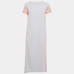 Pre Owned Kenzo Grey Contrast Trim Cotton Knit Crew Neck T-Shirt Dress S