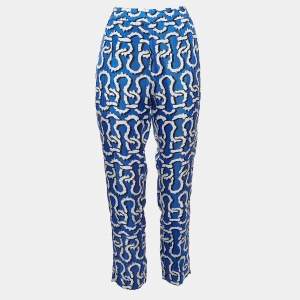 Kenzo Blue Print Silk Elasticated Waist Pants S