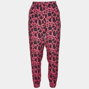 Kenzo Black/Pink Rope Print Crepe Trousers S