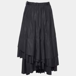 Kenzo Black Cotton Tiered Maxi Skirt M