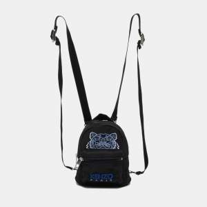 Kenzo Black Nylon Mini Tiger Logo Backpack