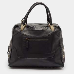 Kenzo Black Leather Studded Satchel 