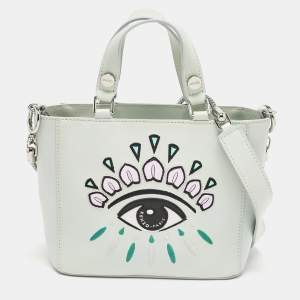 Kenzo Mint Green Leather Small Eye Tote