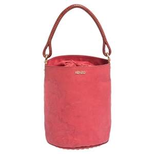 Kenzo Pink Leather Drawstring Bucket Bag