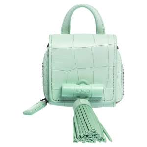 Kenzo Mint Green Croc Embossed Leather Mini Sailor Bag