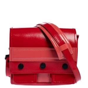 Kenzo Red Patent Leather Flap Shoulder Bags