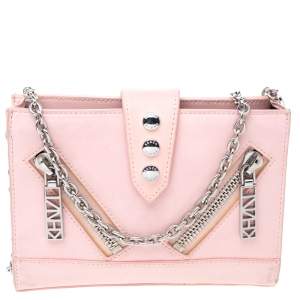 Kenzo Light Pink Leather Kalifornia Chain Shoulder Bag