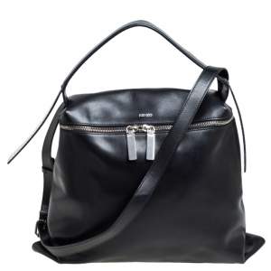 Pre Owned Kenzo Black/White Leather And Snake Embossed Rizo Hobo