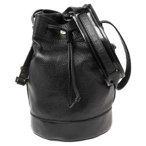 Pre Owned Kenzo Black Leather Drawstring Bucket Bag 