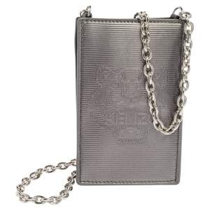 Kenzo Black/Metallic Textured PVC Phone Chain Cover