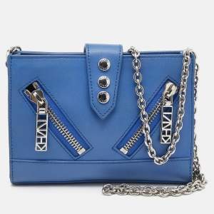 Kenzo Blue Leather Kalifornia Chain Shoulder Bag