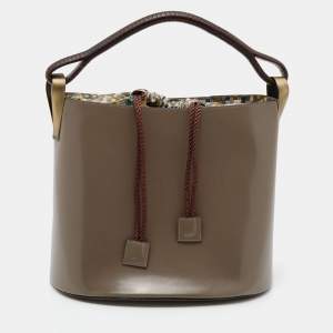 Kenzo Grey/Brown Leather Bucket Bag 