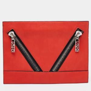 مملوكة مسبقًا Kenzo Scarlet Red Leather Kalifornia Zip Pouch