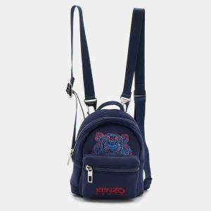 Kenzo Navy Blue Neoprene Tiger Embroidered Backpack