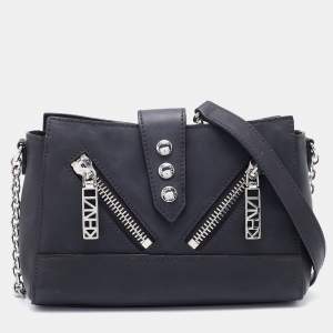 Kenzo Black Leather Mini Kalifornia Shoulder Bag