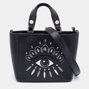 Pre Owned Kenzo Black Leather Small Eye Tote 