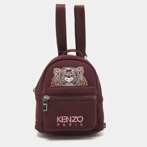 Kenzo Burgundy Neoprene Mini Embroidered Tiger Backpack