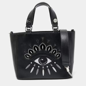 Kenzo Black Leather Eye Patch Tote  