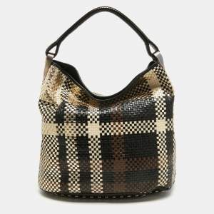 Pre Owned Kenzo Multicolor Woven Leather Studded Hobo