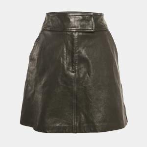 Khaite Black Leather Mini Skirt S