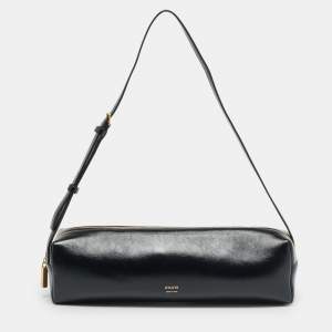 Pre Owned Khaite Kye Black Glossy Leather Shoulder Bag