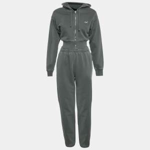 Pre Owned Kith Green Faded Cotton Sweatshirt and Sweatpants Set XS
