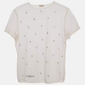 La Perla Light Pink Logo Embroidered Tulle Sheer Top M
