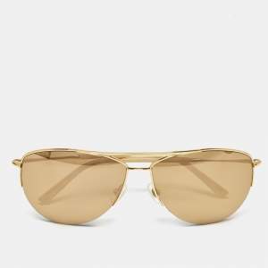 Pre Owned L'Agence by Sama Gold Mirrored Tout Les Temps Aviator Sunglasses