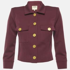 Pre Owned L'agence Burgundy Twill Cropped Fitted Kumi Jacket S