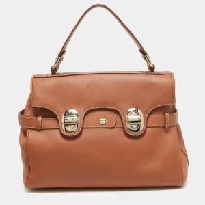 Lancel Brown Leather L'Angèle Top Handle Bag