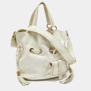 Lancel White Leather Premiere Flirt Bucket Bag