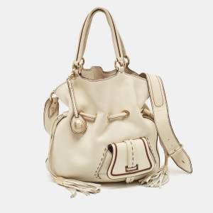 Lancel Off White Leather Premiere Flirt Bucket Bag