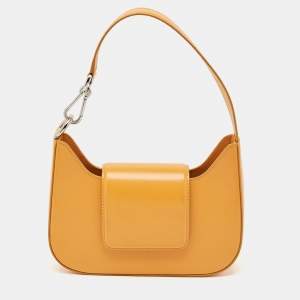Lancel Dark Yellow Brushed Leather Sixtine Shoulder Bag