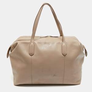 Pre Owned Lancel Beige Leather Boston Weekender Bag