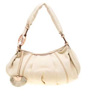 Lancel Cream Leather Hobo
