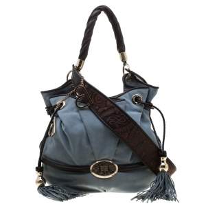 Lancel Blue/Brown Suede and Leather Le Brigitte Bardot Hobo