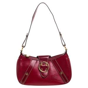 Lancel Red Textured Leather Shoulder Bag