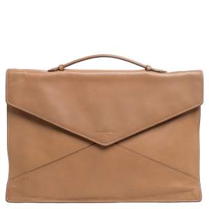 Lancel Tan Leather Envelope Flap Clutch Bag