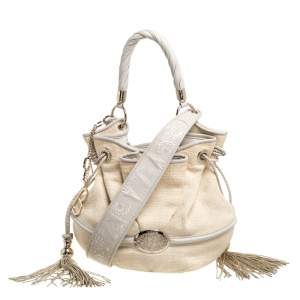 Lancel Beige/Cream Tweed and Leather Le Brigitte Bardot Hobo