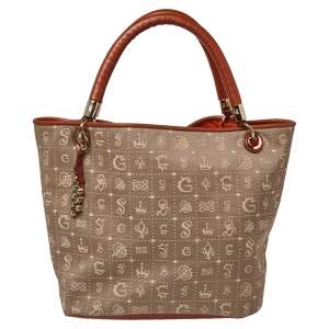 Lancel Beige/Brown Daligramme Fabric and Leather Dali Fun Tote
