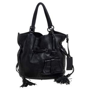 Lancel Black Pebbled Leather Premiere Flirt Bucket Bag