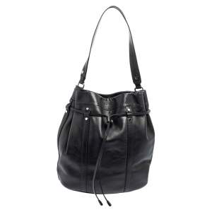 Lancel Black Leather Bucket Hobo