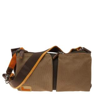 Lancel Brown Fabric Pocket Messenger