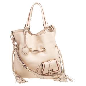 Lancel Beige Pebbled Leather Premiere Flirt Bucket Bag