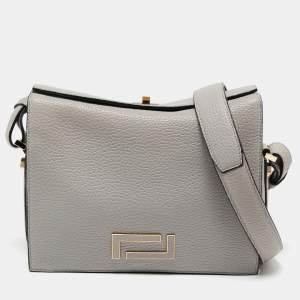 Lancel Grey Grained Leather Pia De Lancel Crossbody Bag